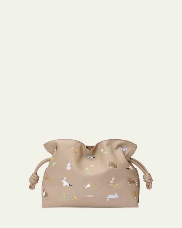 x Suna Fujita Flamenco Bunnies Printed Clutch Bag